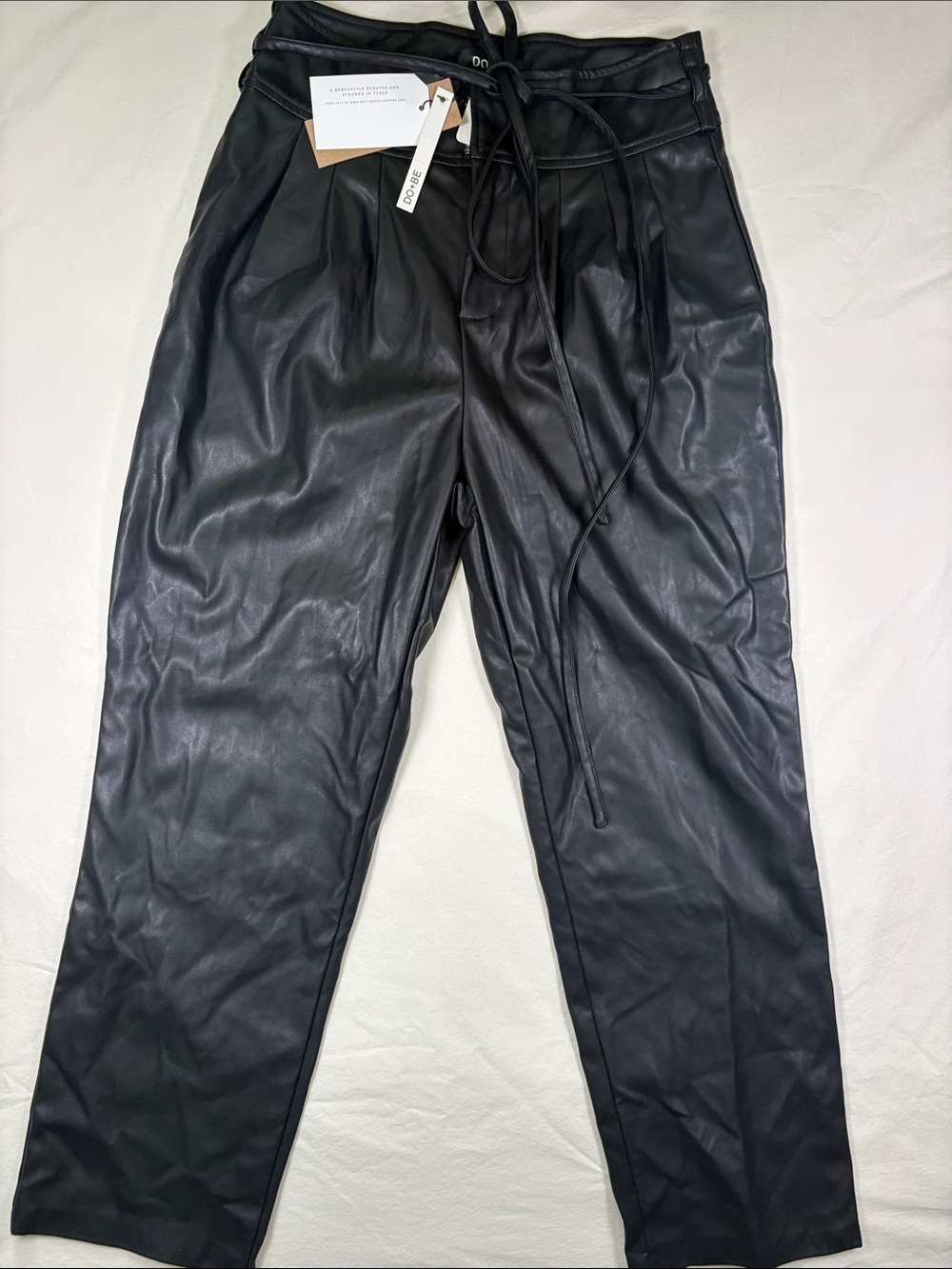 DO+BE Black Faux Leather Drawstring Men’s Pants